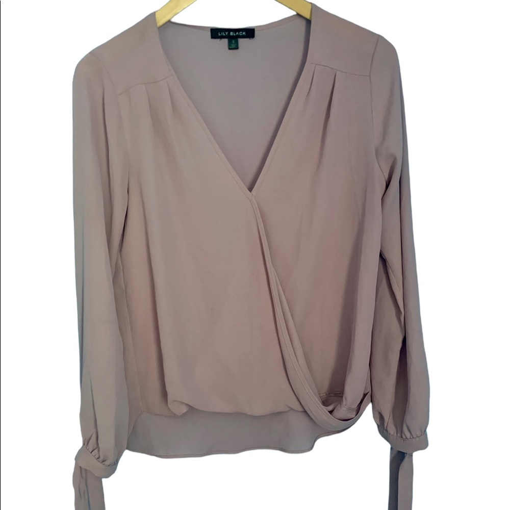 Lily Black Lilac Faux Wrap Top Size S